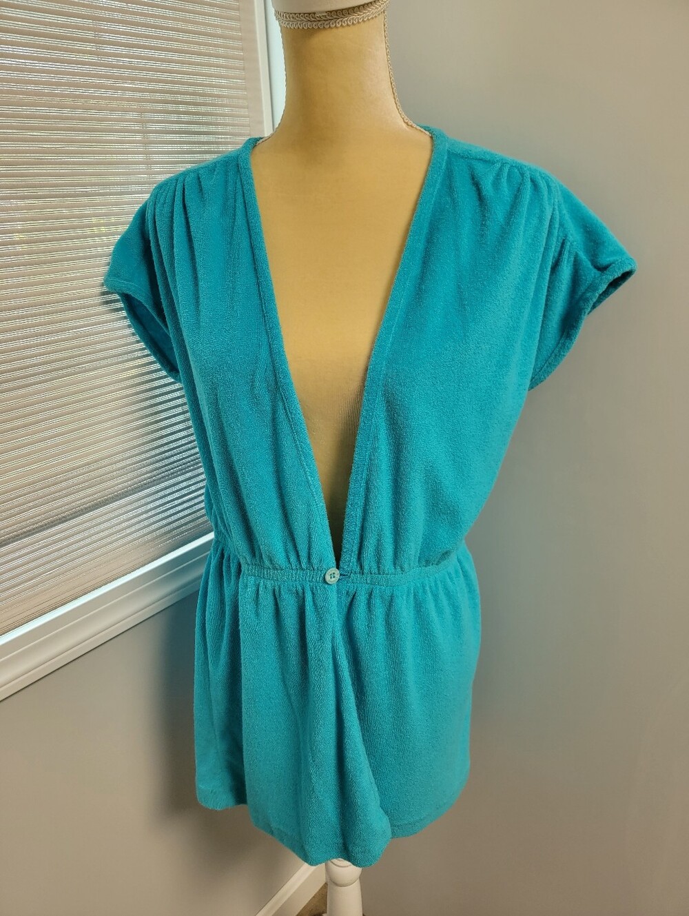 Vintage Jantzen Classics 80s Women's Sz M Button Terry Cloth Cover Up Pool Dress